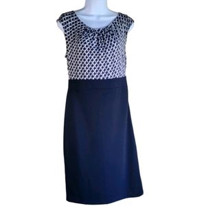 Black White Sleeveless Dress w/Banded Waist